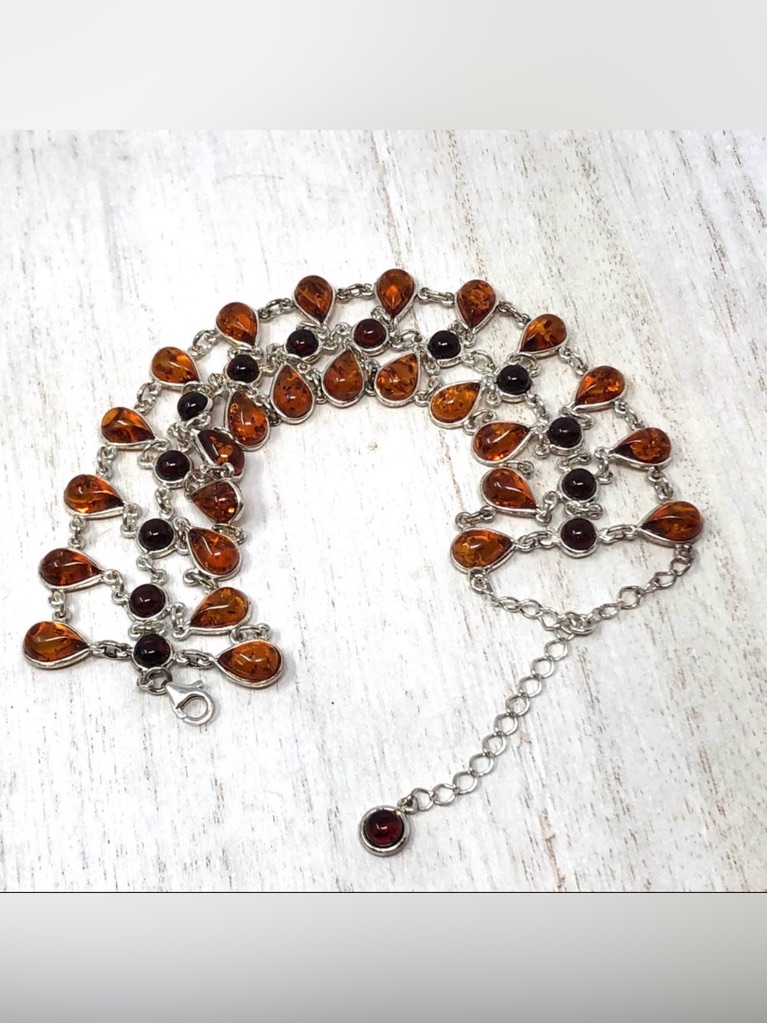 Baltic Amber, Sterling Silver Lace Bracelet, 22.2g